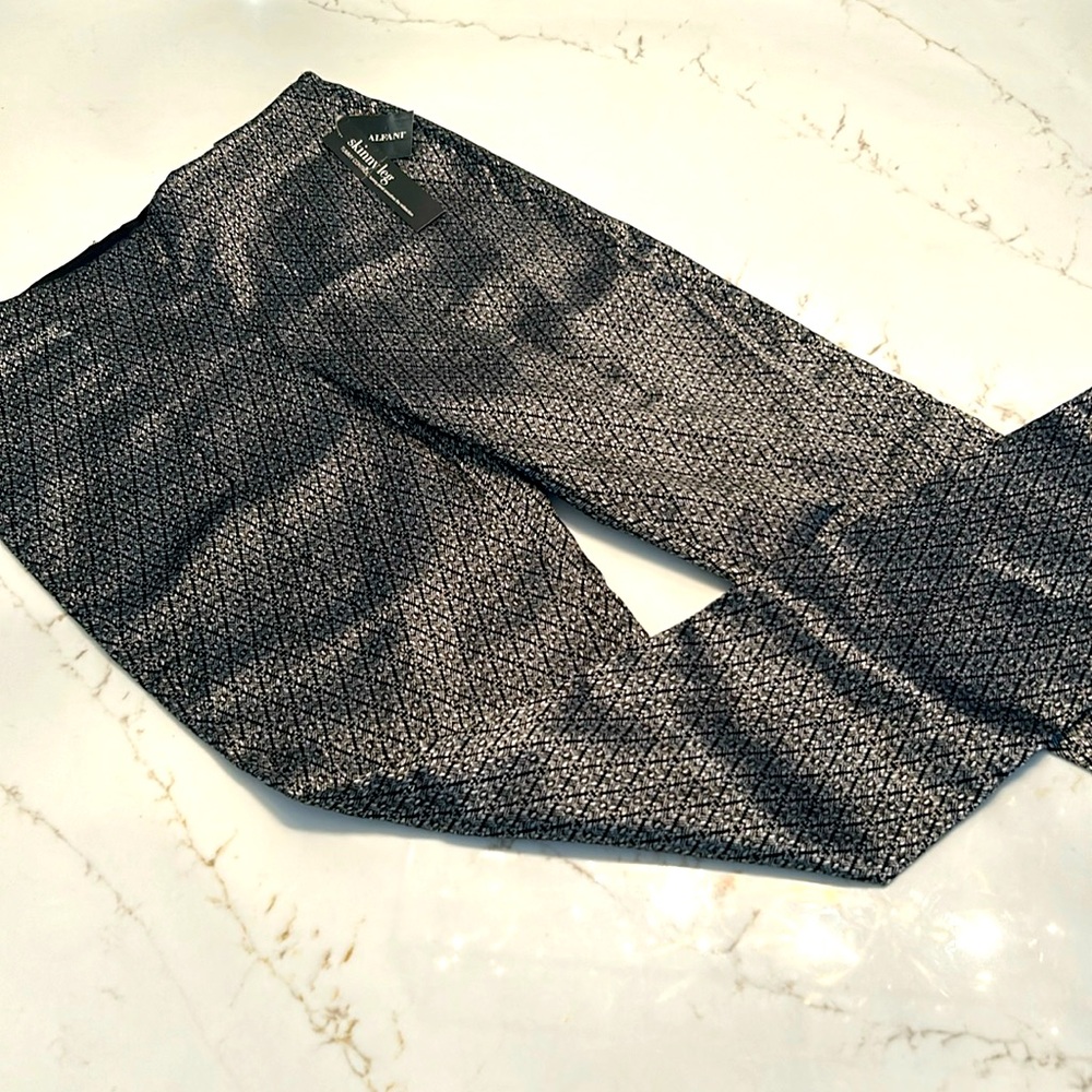 NWT Alfani dress pants shimmer shiny sexy skinny leg tummy control sz 10 ankle